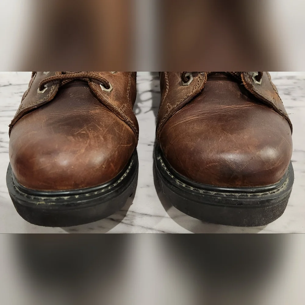 Brazos men's brown leather work boots size 10D - Picture 3 of 9